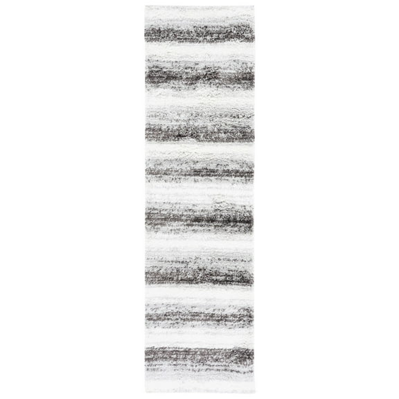 SAFAVIEH Berber Verna Abstract Shag Area Rug, 2'3" x 8' Runner, Light Grey/Grey