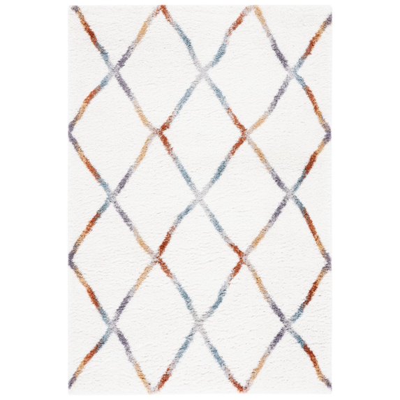 SAFAVIEH Berber Xavier Abstract Shag Area Rug, 4'5" x 6'5", Ivory/Multi