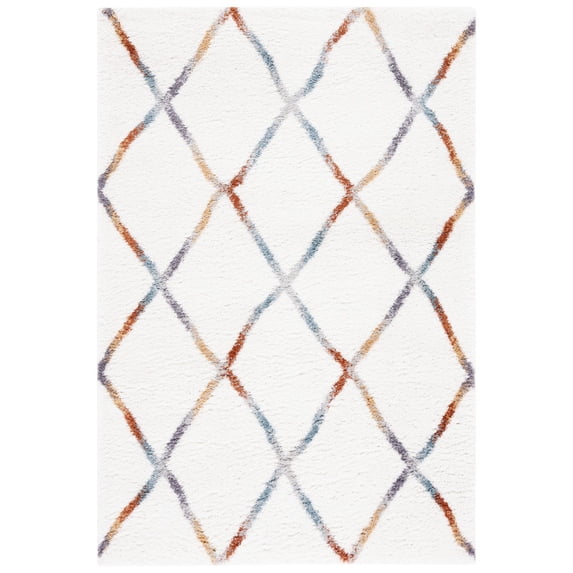 SAFAVIEH Berber Xavier Abstract Shag Area Rug, 5'5" x 7'7", Ivory/Multi