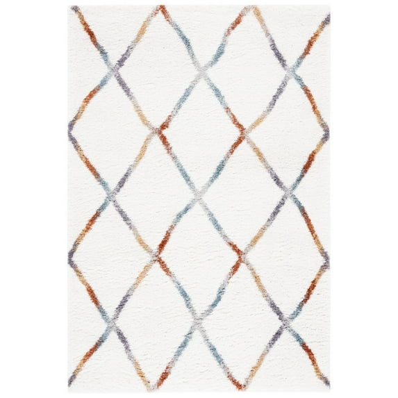 SAFAVIEH Berber Xavier Abstract Shag Area Rug, 8' x 10', Ivory/Multi