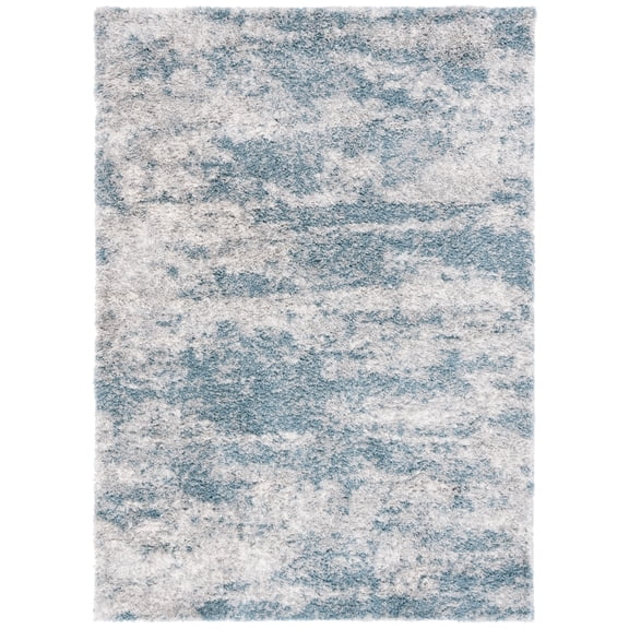SAFAVIEH Berber Yazmin Abstract Shag Area Rug, Ivory/Blue, 5' x 7'