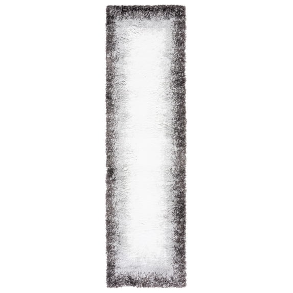 SAFAVIEH Berber Zinnia Abstract Shag Area Rug, 2'3" x 8' Runner, Dark Grey/Grey