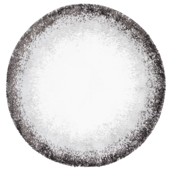 SAFAVIEH Berber Zinnia Abstract Shag Area Rug, 7' x 7' Round, Dark Grey/Grey