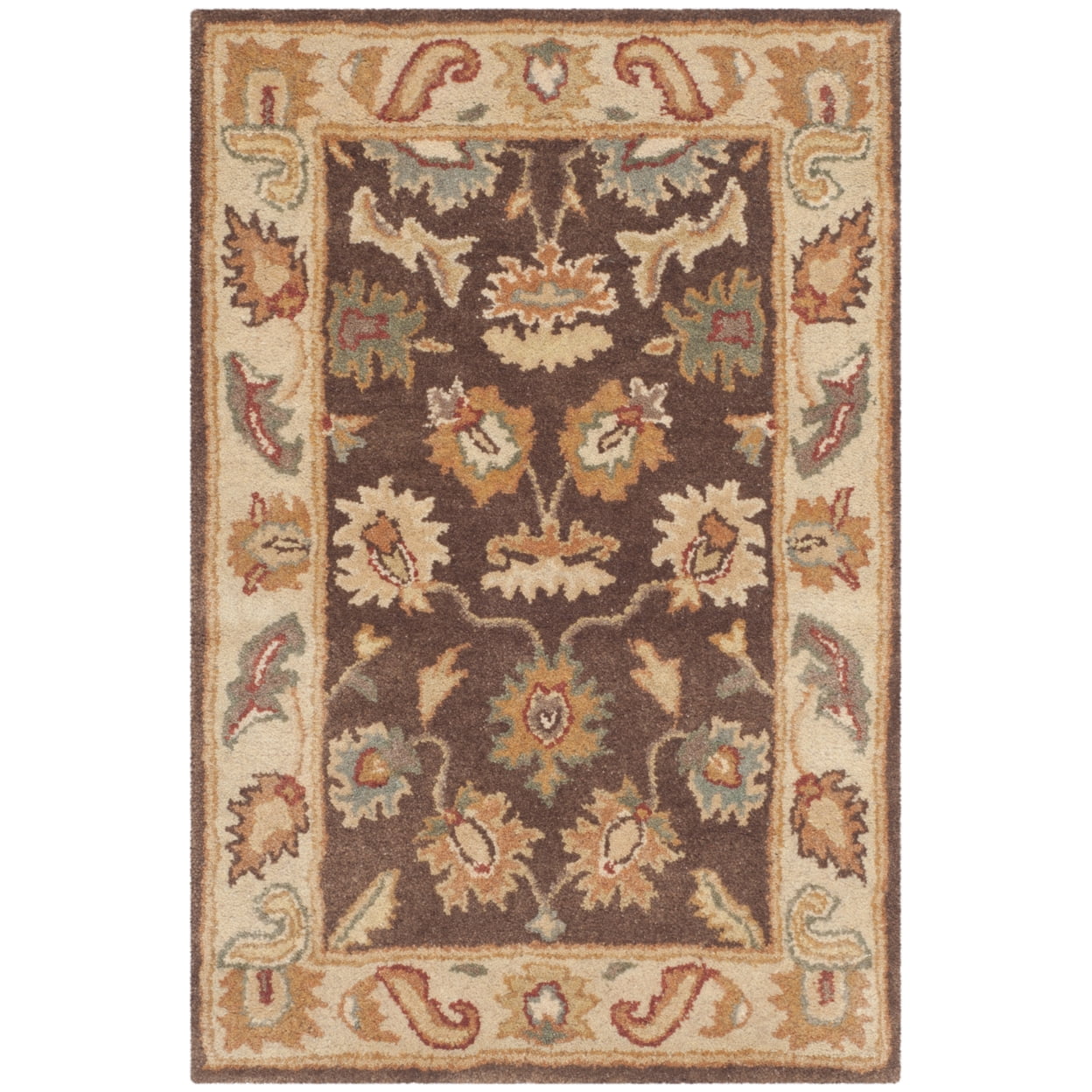 Brown and Ivory Hand-Tufted Wool Area Rug, 2' x 3'
