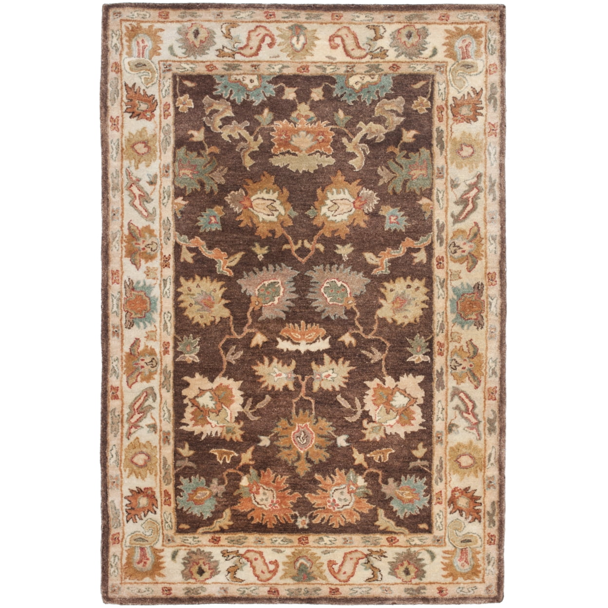 Handmade Ivory and Brown Wool Tufted 4' x 6' Area Rug