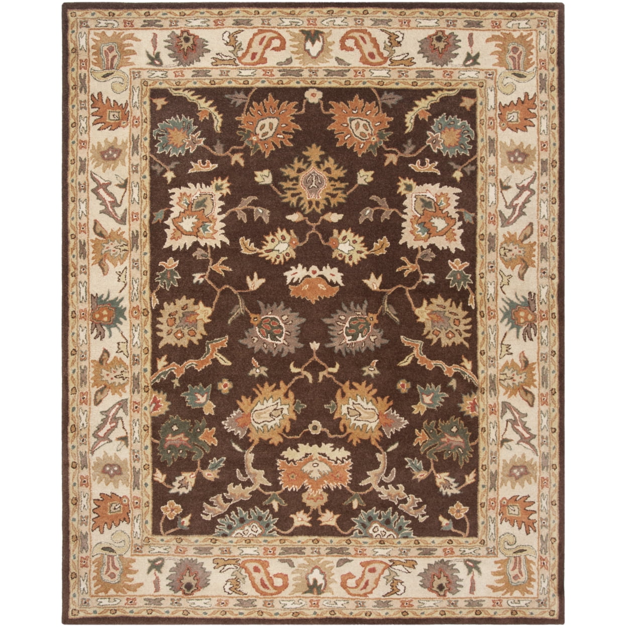 Bergama 6' x 9' Brown and Ivory Wool Hand-Tufted Area Rug