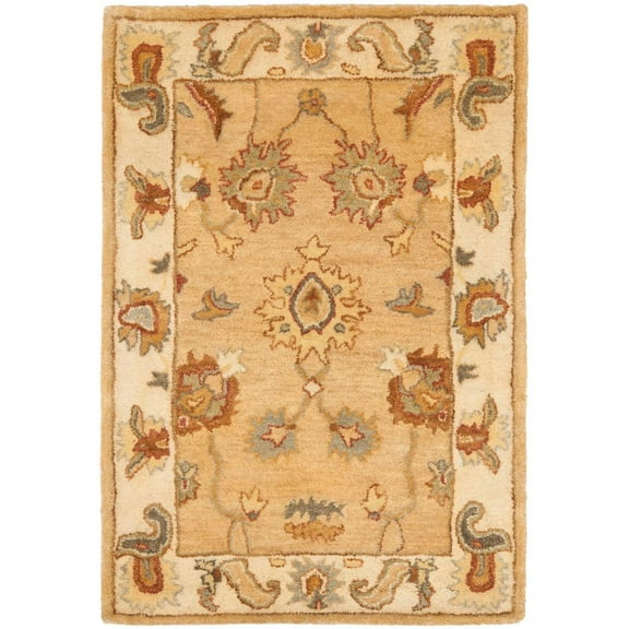 SAFAVIEH Bergama Bradford Traditional Wool Area Rug, Taupe/Ivory, 2' x 3'