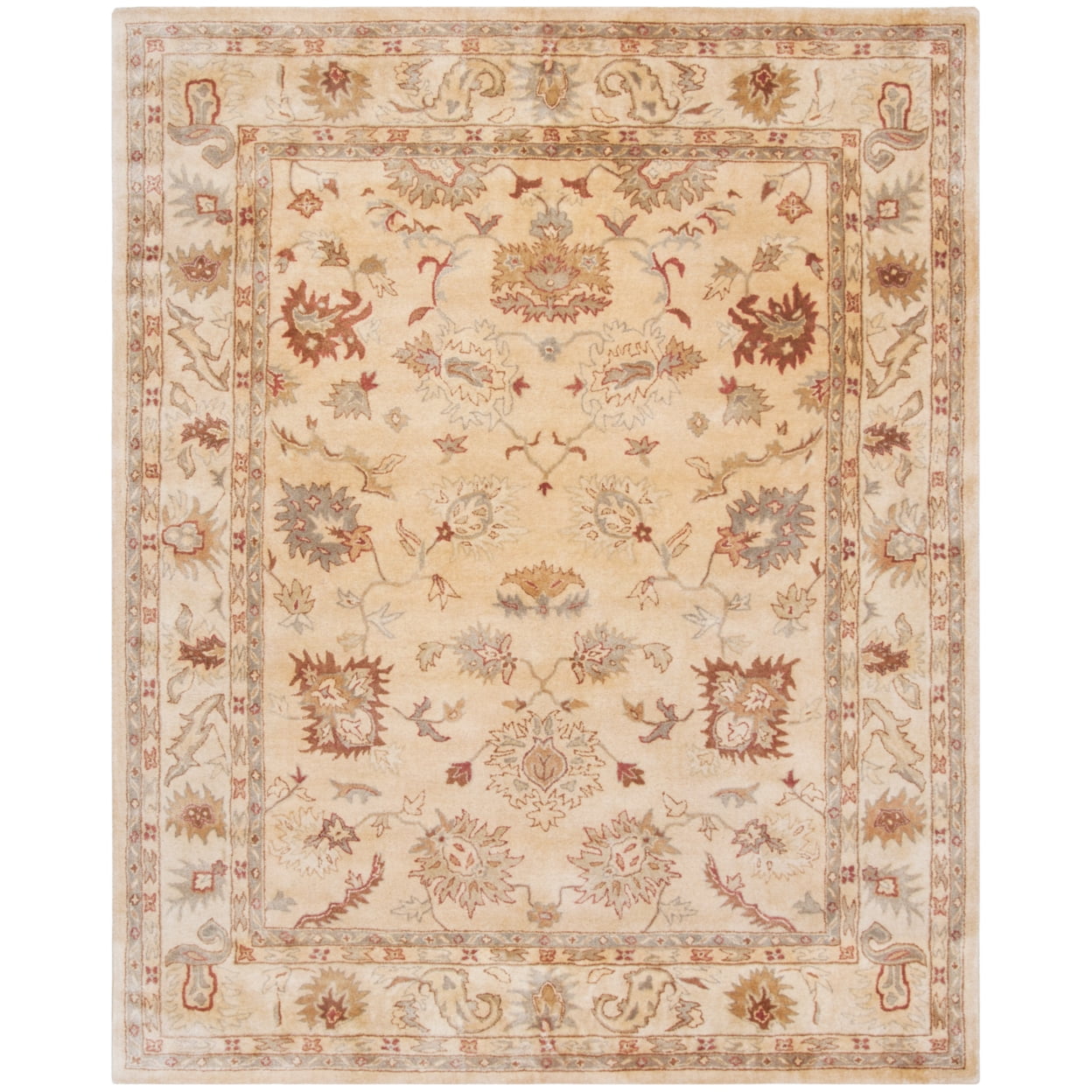 SAFAVIEH Bergama Bradford Traditional Wool Runner Rug, Taupe/Ivory, 2'3" x 12'