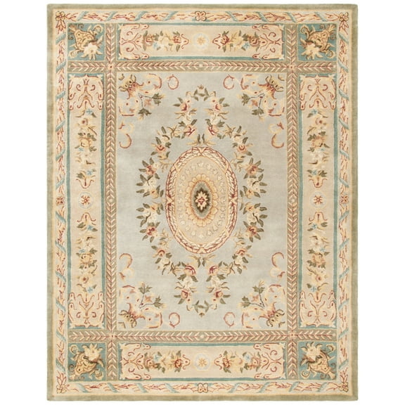 SAFAVIEH Bergama Cromwell Oriental Wool Area Rug, Light Blue/Ivory, 5' x 8'