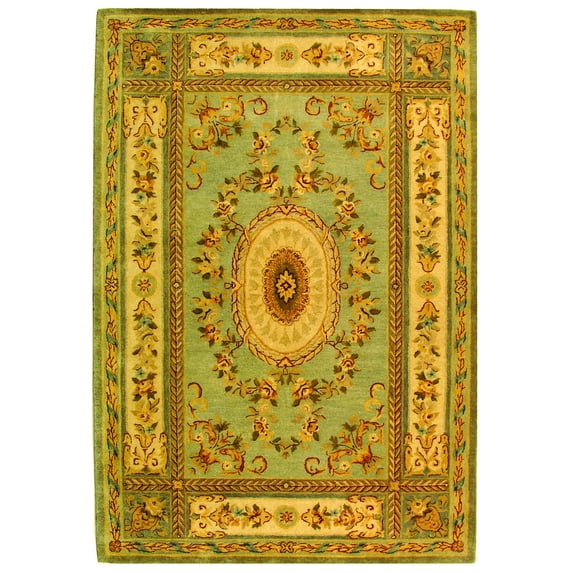 SAFAVIEH Bergama Cromwell Oriental Wool Area Rug, Light Blue/Ivory, 6' x 9'