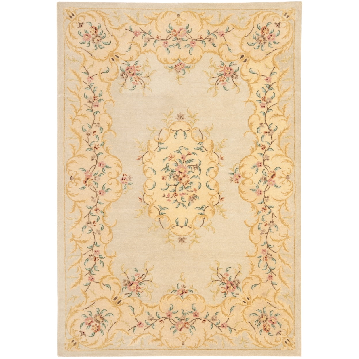 Hand-Tufted Elegance Round Blue Wool Area Rug, 5' x 8'