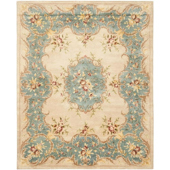 SAFAVIEH Bergama Drummond Oriental Wool Area Rug, Ivory/Light Blue, 8' x 10'