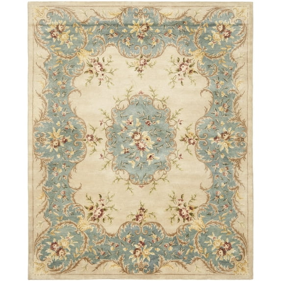 SAFAVIEH Bergama Drummond Oriental Wool Area Rug, Ivory/Light Blue, 9' x 12'