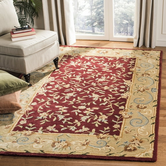 SAFAVIEH Bergama Kingsley Oriental Wool Area Rug, Red/Dark Beige, 8' x 10'