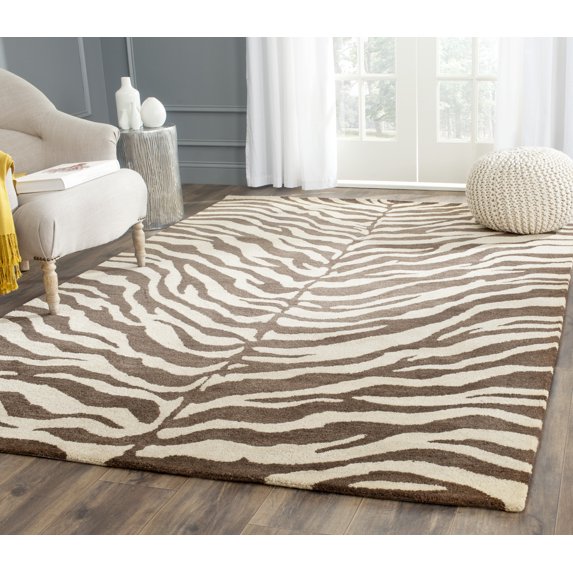 SAFAVIEH Bergama Lily Animal Print Wool Area Rug, Beige/Brown, 8' x 10'