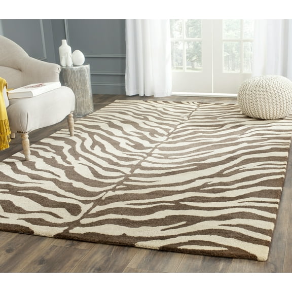 SAFAVIEH Bergama Lily Animal Wool Area Rug, Beige/Brown, 9' x 12'