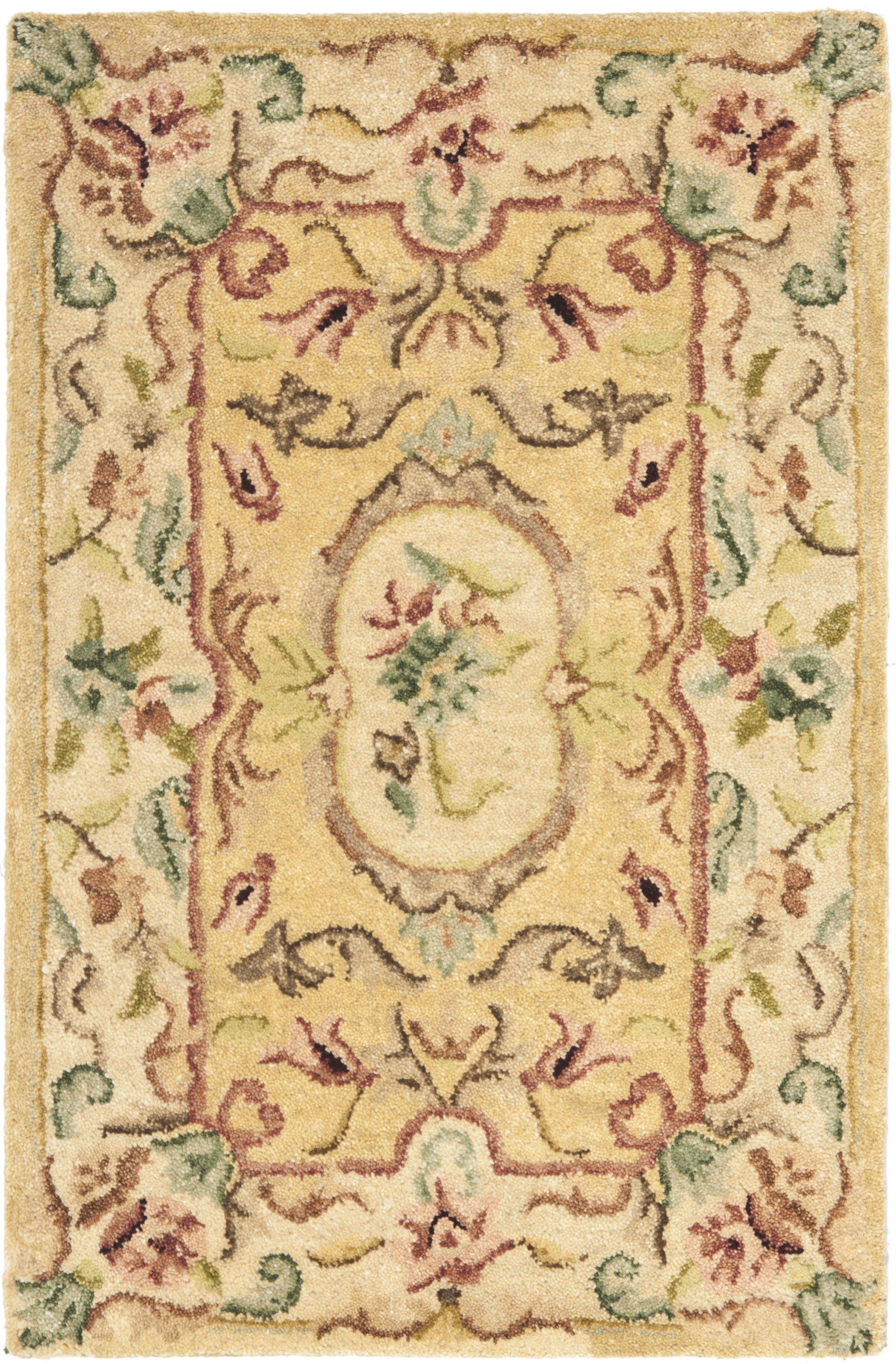 Bergama Light Gold Beige Hand-Tufted Wool Area Rug