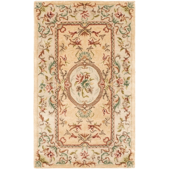 SAFAVIEH Bergama London Oriental Wool Area Rug, Light Gold/Beige, 3' x 5'