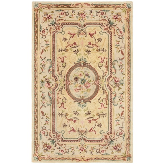 SAFAVIEH Bergama London Oriental Wool Area Rug, Light Gold/Beige, 5' x 8'