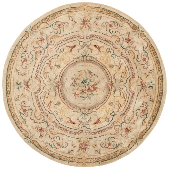 SAFAVIEH Bergama London Oriental Wool Area Rug, Light Gold/Beige, 8' x 8' Round