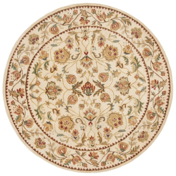 SAFAVIEH Bergama Michayla Oriental Wool Area Rug, Ivory, 8' x 8' Round