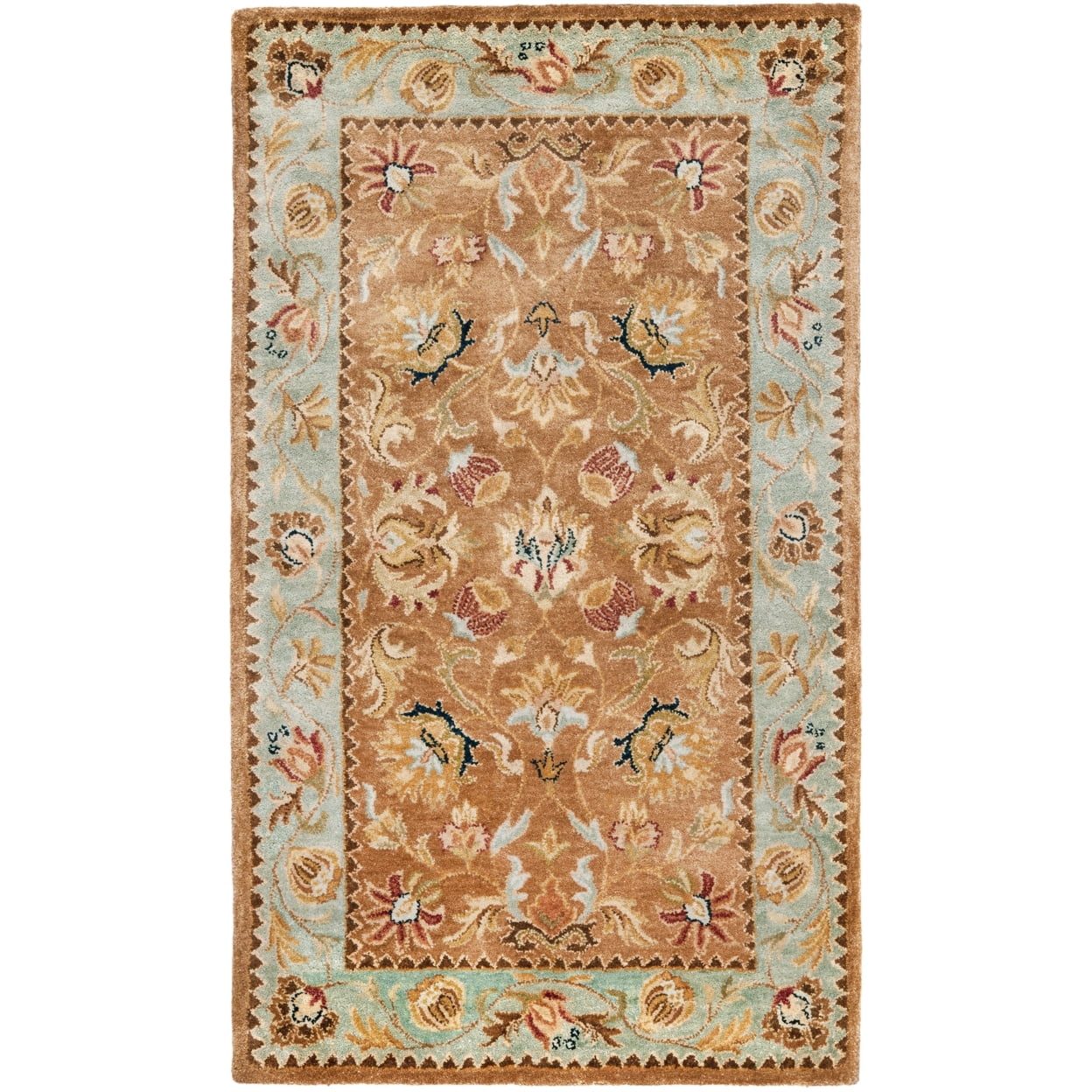 Hand-Tufted Artisan Brown & Blue Round Wool Rug, 3' x 5'