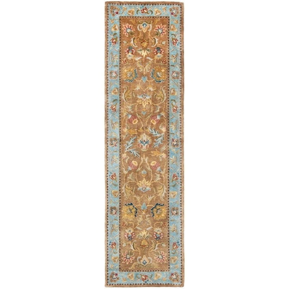 SAFAVIEH Bergama Michayla Traditional Wool Runner Rug, Brown/Blue, 2'3" x 10'