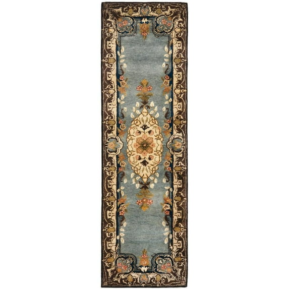 SAFAVIEH Bergama Payton Oriental Wool Runner Rug, Light Blue/Ivory, 2'3" x 12'