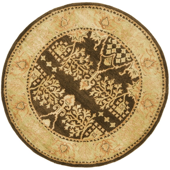 SAFAVIEH Bergama Tarah Oriental Wool Area Rug, Brown/Green, 6' x 6' Round