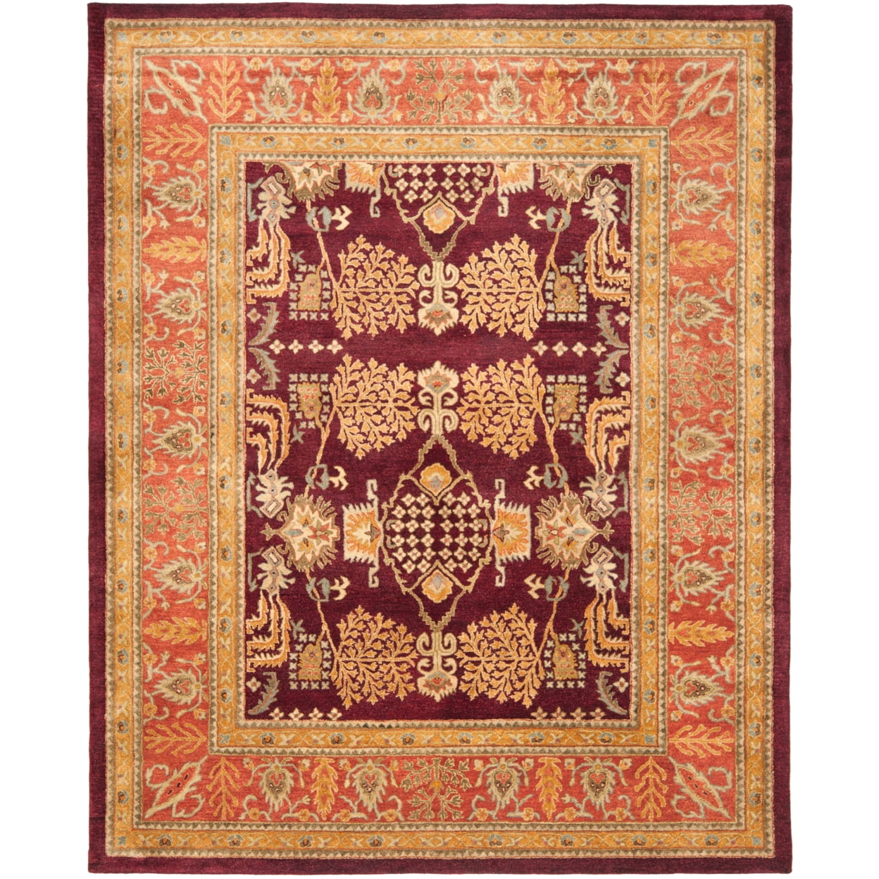 SAFAVIEH Bergama Tarah Oriental Wool Area Rug, Red/Rust, 8' x 8' Round