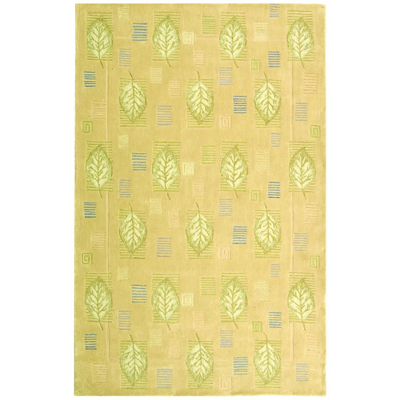 Beige Tufted Handmade Wool Floral Rug