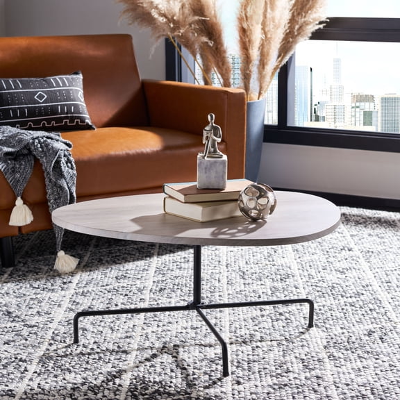 SAFAVIEH Berlin Guitar Pick Tripod Coffee Table, Light Grey Oak