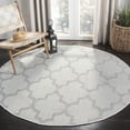 thumbnail image 1 of SAFAVIEH Machine Washable Rug Indoor/Outdoor Bermuda Collection - Bermuda Abraham Geometric Quatrefoil Indoor/Outdoor Area Rug Ivory/Light Grey, 6'7" x 6'7" Round, 1 of 7