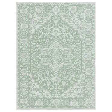 SAFAVIEH Bermuda Albert Abstract Indoor/Outdoor Area Rug, Green/Ivory, 8' x 10'