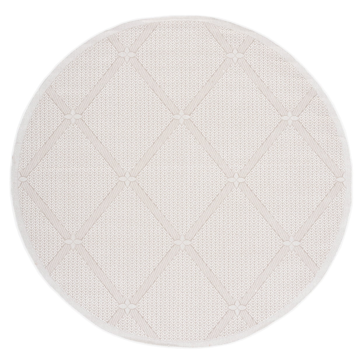 SAFAVIEH Machine Washable Rug Indoor/Outdoor Bermuda Collection - Bermuda Carleen Geometric Indoor/Outdoor Area Rug, Cream/Beige, 5'3" x 5'3" Round