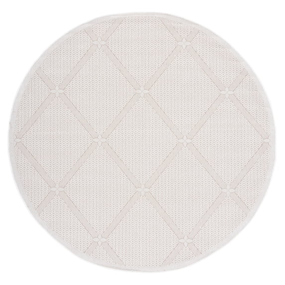 SAFAVIEH Machine Washable Rug Indoor/Outdoor Bermuda Collection - Bermuda Carleen Geometric Indoor/Outdoor Area Rug, Cream/Beige, 8' x 8' Round