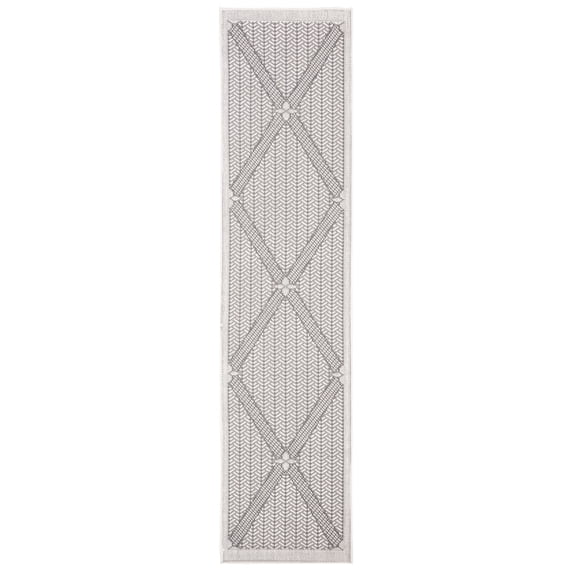 SAFAVIEH Machine Washable Rug Indoor/Outdoor Bermuda Collection - Bermuda Carleen Geometric Indoor/Outdoor Area Rug, Cream/Grey, 8' x 8' Round