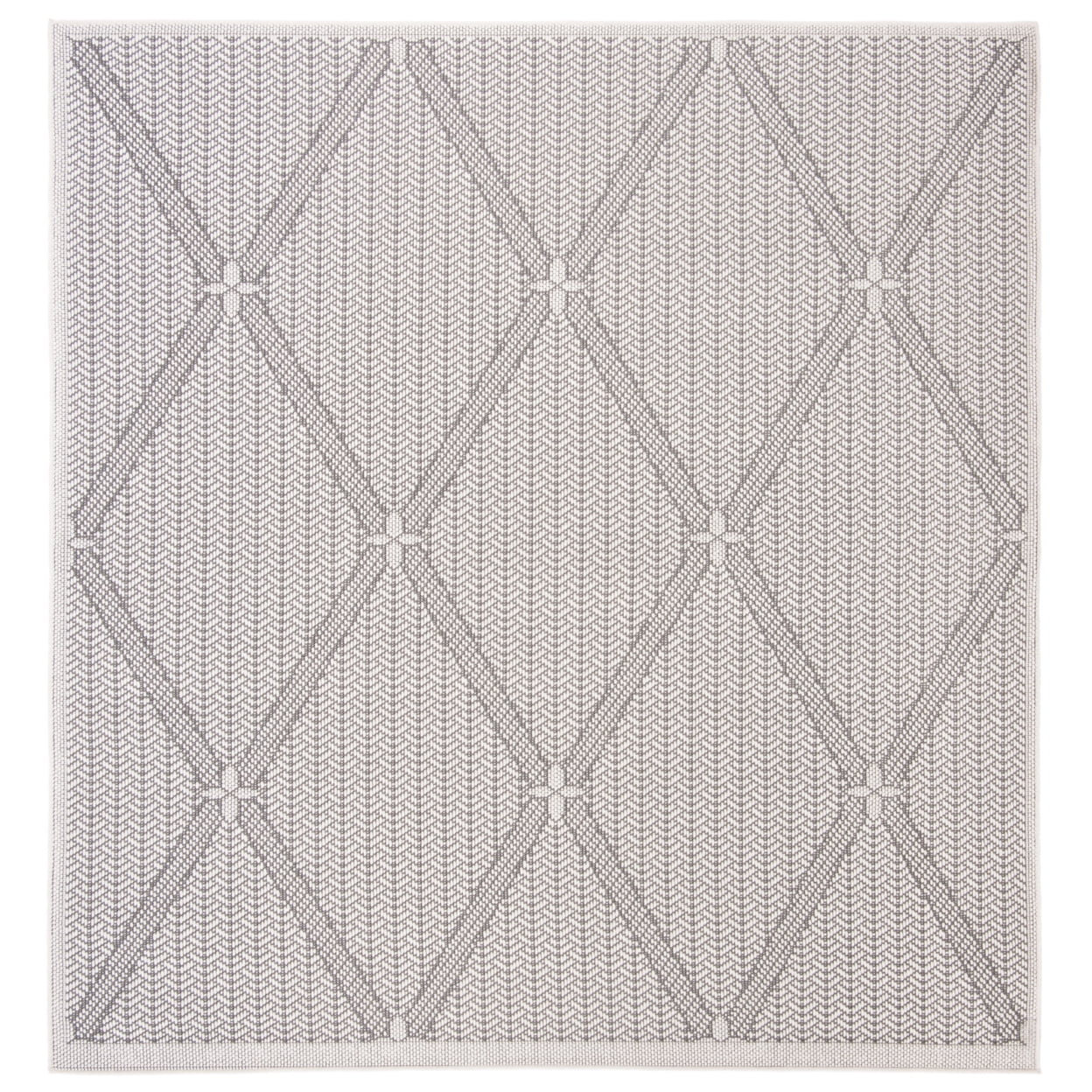Elegant Square Gray Synthetic 8' Easy-Care Outdoor Rug