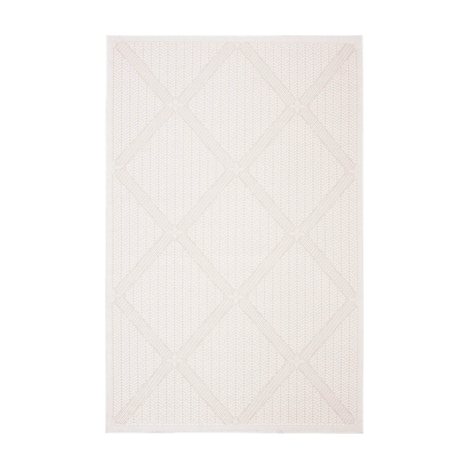 SAFAVIEH Machine Washable Rug Indoor/Outdoor Bermuda Collection - Bermuda Carleen Geometric Indoor/Outdoor Runner Rug, Cream/Beige, 2' x 8'