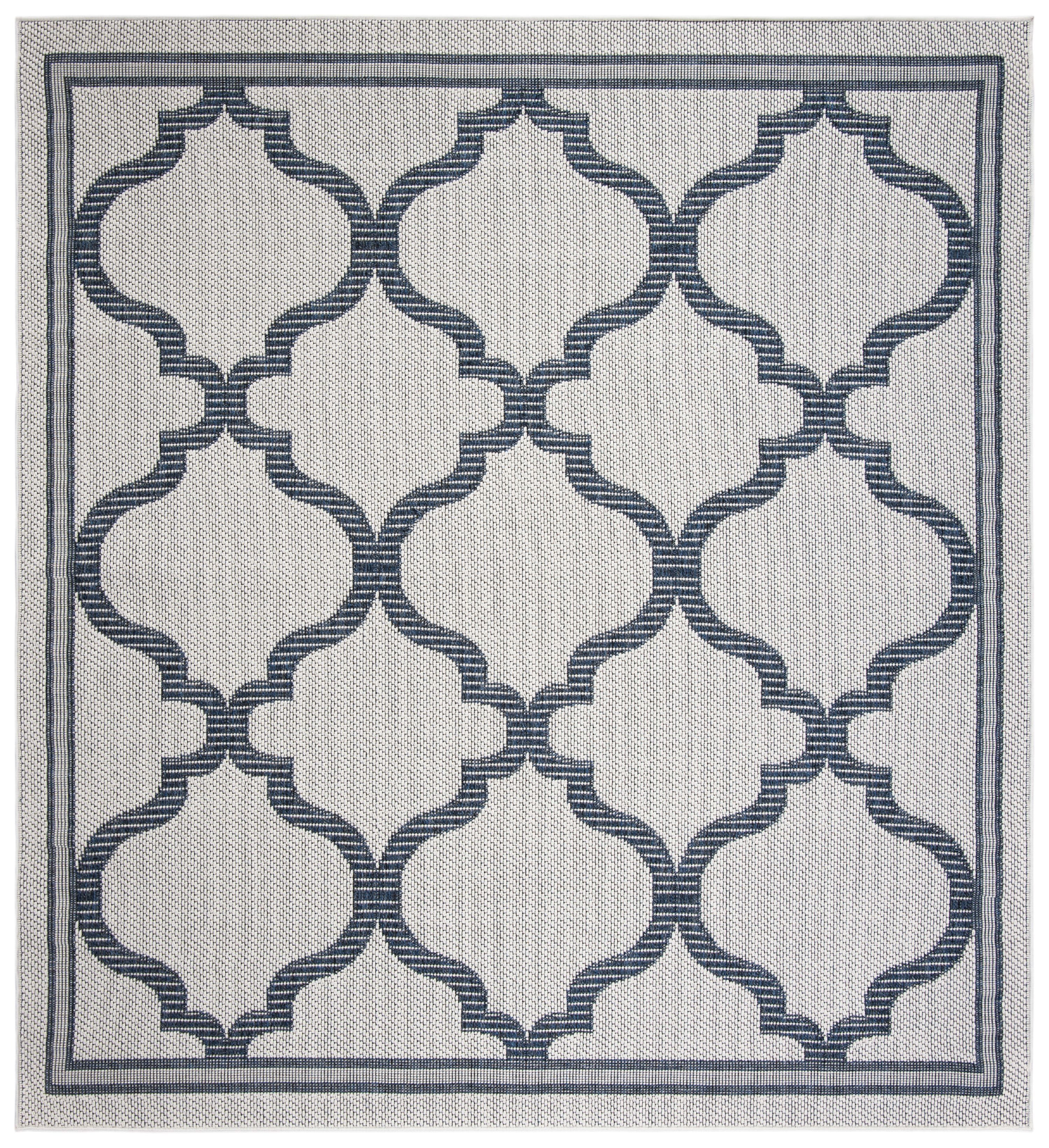 Ivory Charcoal Easy-Care Synthetic 6'7" Square Area Rug