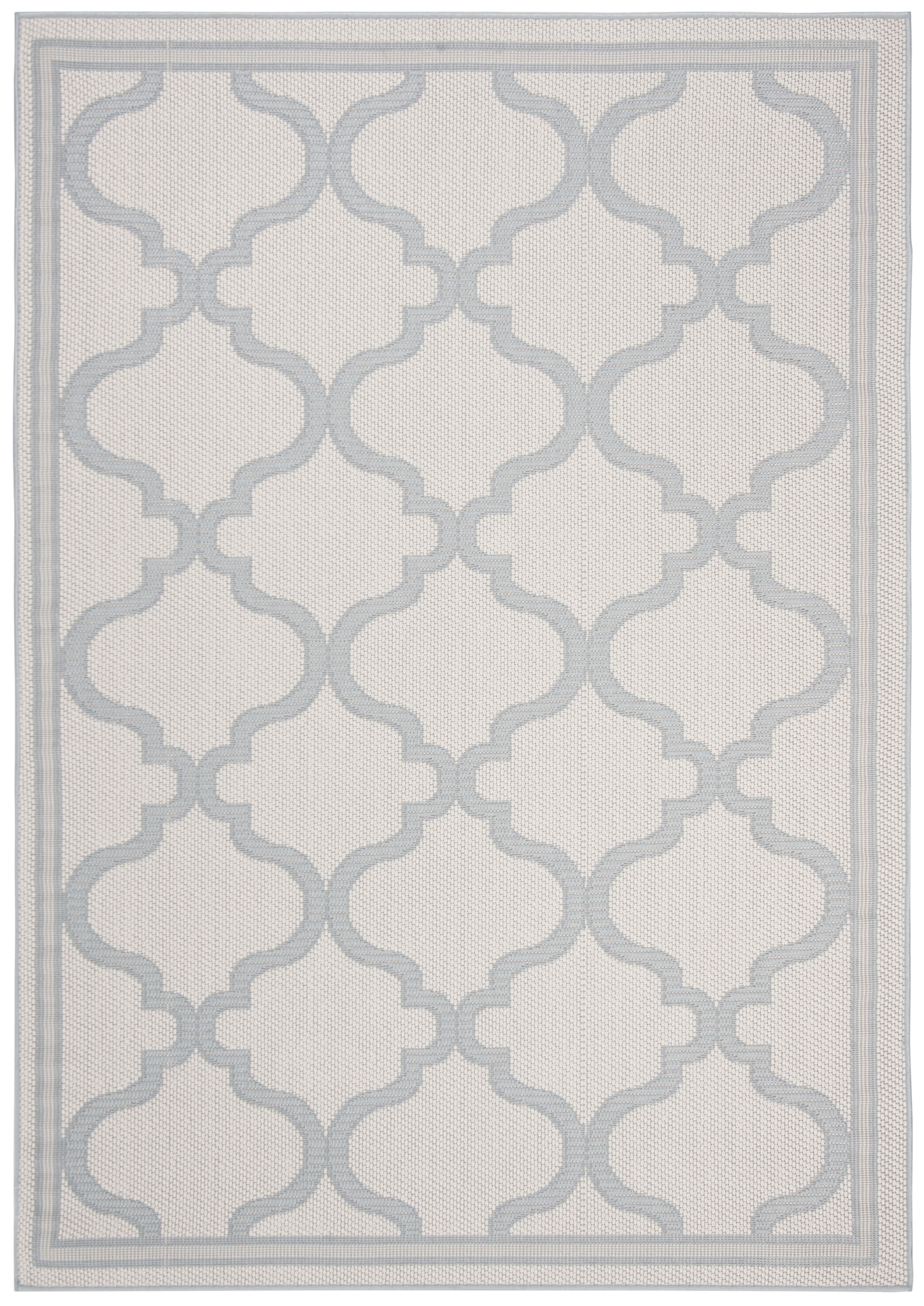 Reversible Light Blue and Ivory Synthetic Trellis 8' x 10' Area Rug