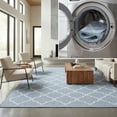 thumbnail image 1 of SAFAVIEH Machine Washable Rug Indoor/Outdoor Bermuda Collection - Bermuda Corie Geometric Quatrefoil Indoor/Outdoor Area Rug Light Blue/Ivory, 6'7" x 6'7" Square, 1 of 11