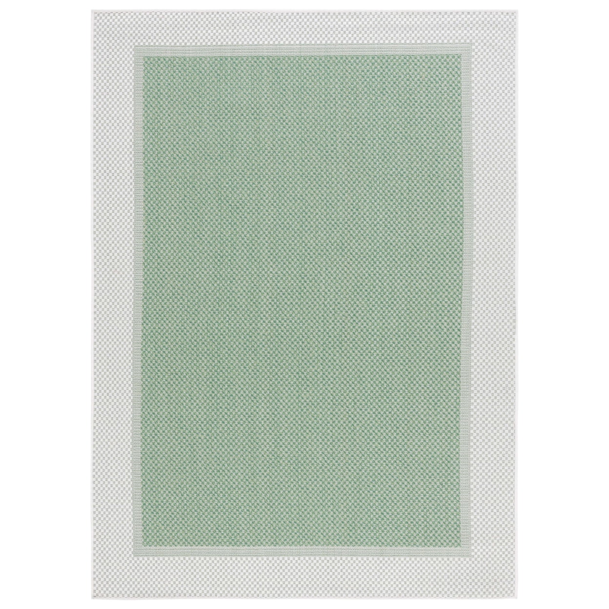 SAFAVIEH Machine Washable Rug Indoor/Outdoor Bermuda Collection - Bermuda David Plaid Indoor/Outdoor Area Rug, Green/Ivory, 6'7" x 6'7" Round