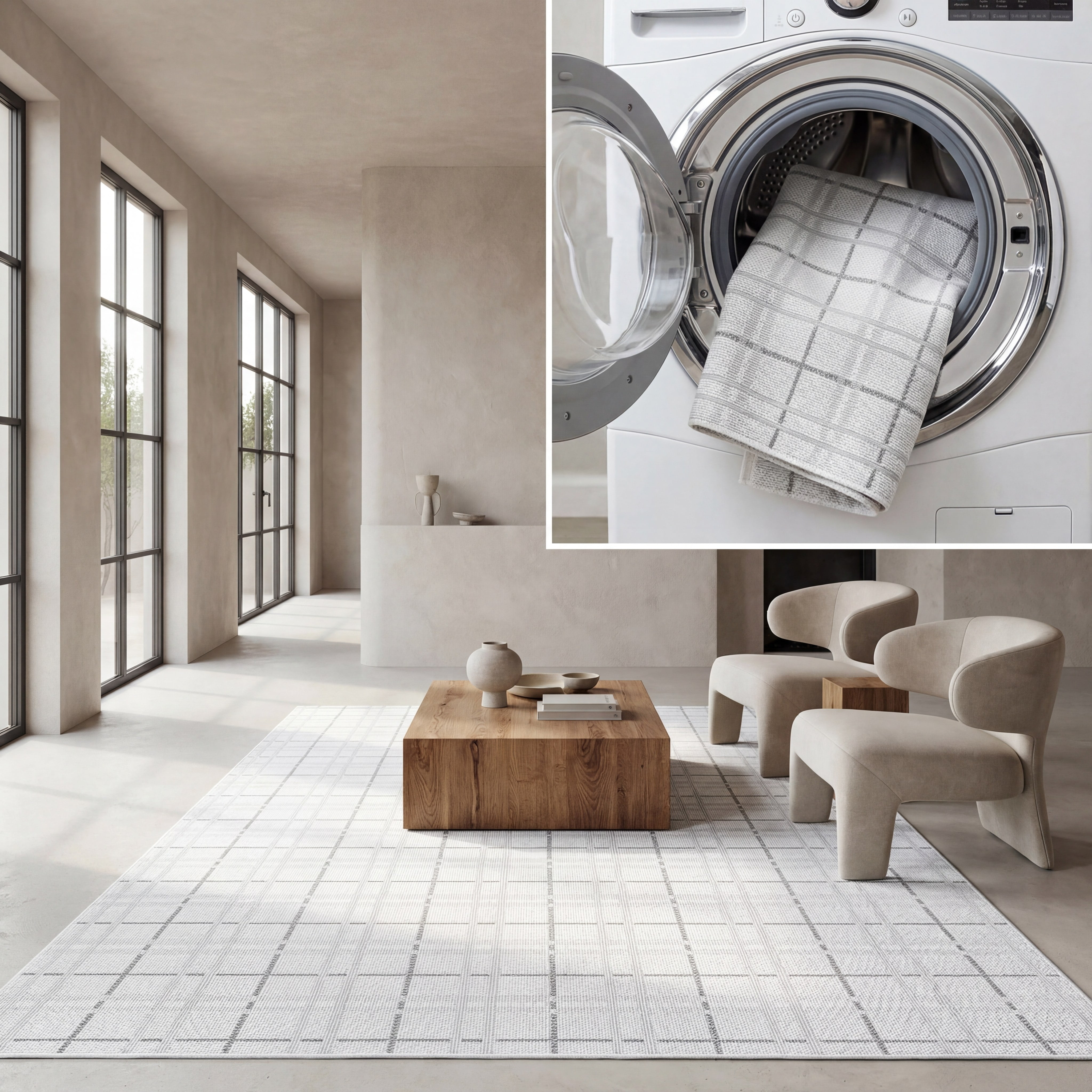 SAFAVIEH Machine Washable Rug Indoor/Outdoor Bermuda Collection - Bermuda Dawson Geometric Indoor/Outdoor Area Rug Ivory/Grey, 9' x 12'