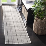 SAFAVIEH Machine Washable Rug Indoor/Outdoor Bermuda Collection - Bermuda Dawson Geometric Indoor/Outdoor Runner Rug Ivory/Grey, 2' x 8'