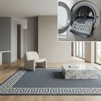 SAFAVIEH Machine Washable Rug Indoor/Outdoor Bermuda Collection - Bermuda Isidora Geometric Machine Washable Indoor/Outdoor Area Rug, Dark Blue/Ivory, 2' x 4'