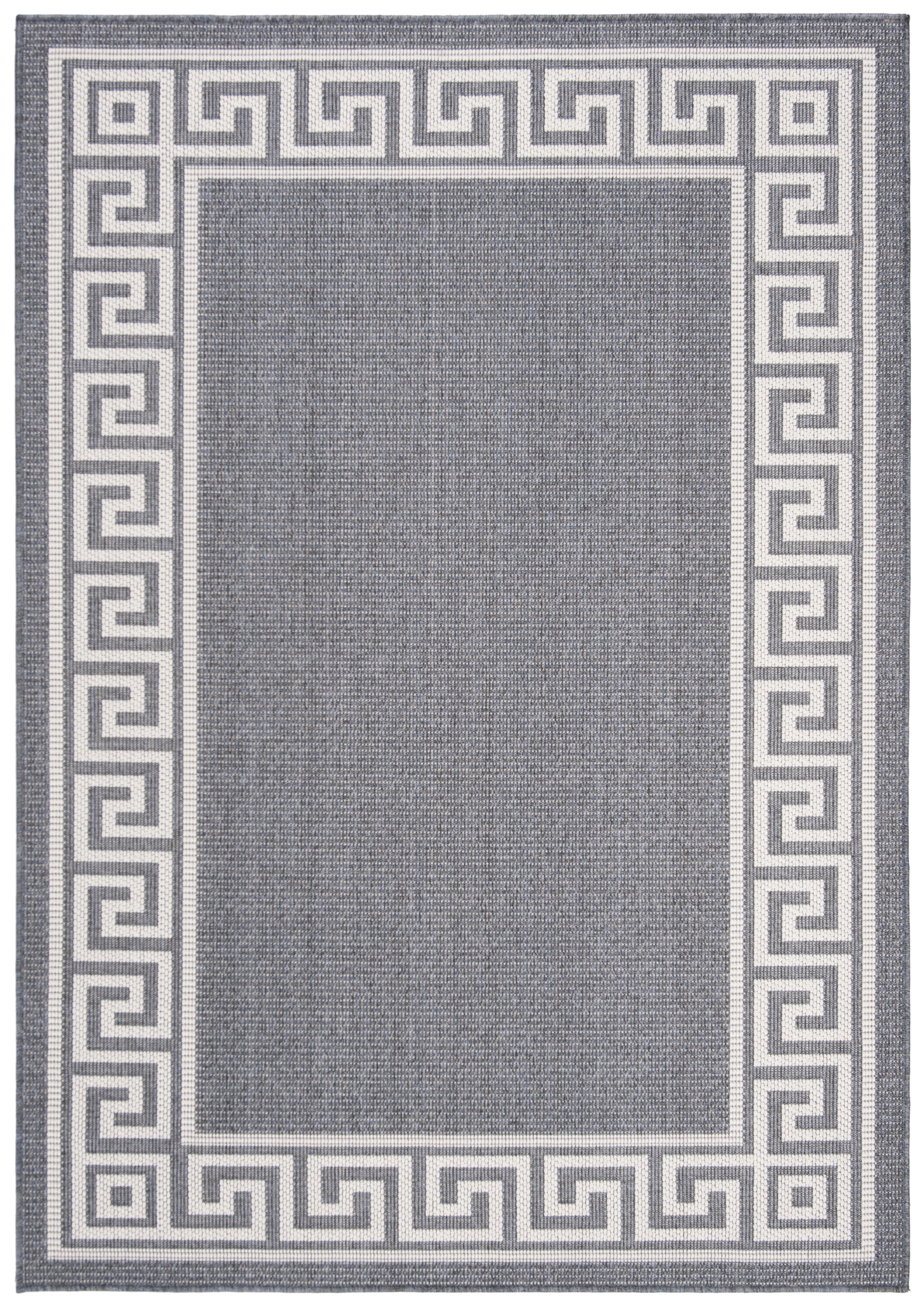 Dark Blue and Ivory Geometric 8' x 10' Synthetic Area Rug