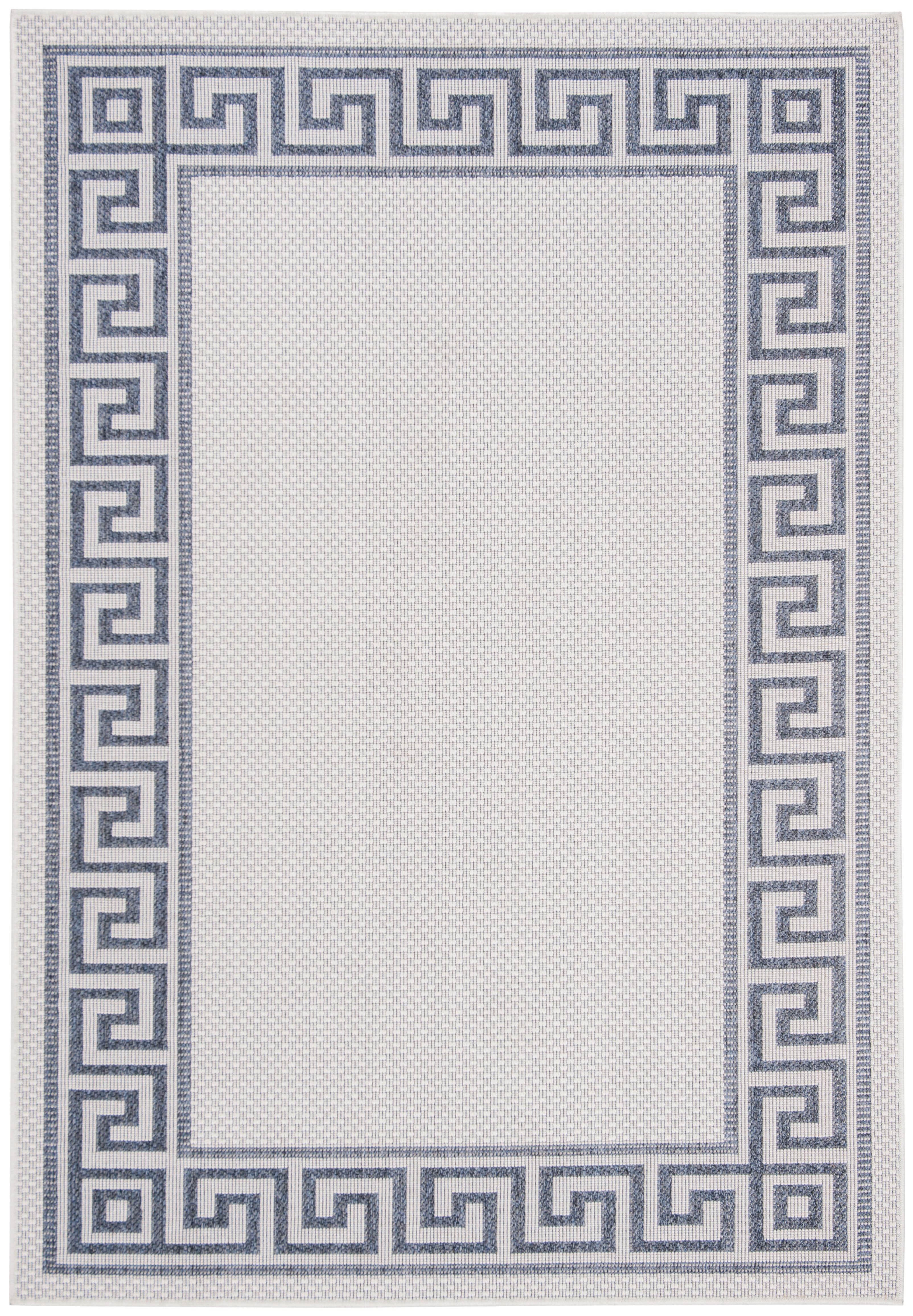 Ivory Synthetic Flat Woven Stain-Resistant Rectangular Rug