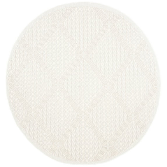 SAFAVIEH Machine Washable Rug Indoor/Outdoor Bermuda Collection - Bermuda Julijana Geometric Diamonds Indoor/Outdoor Area Rug Cream/Beige, 6'7" x 6'7" Round