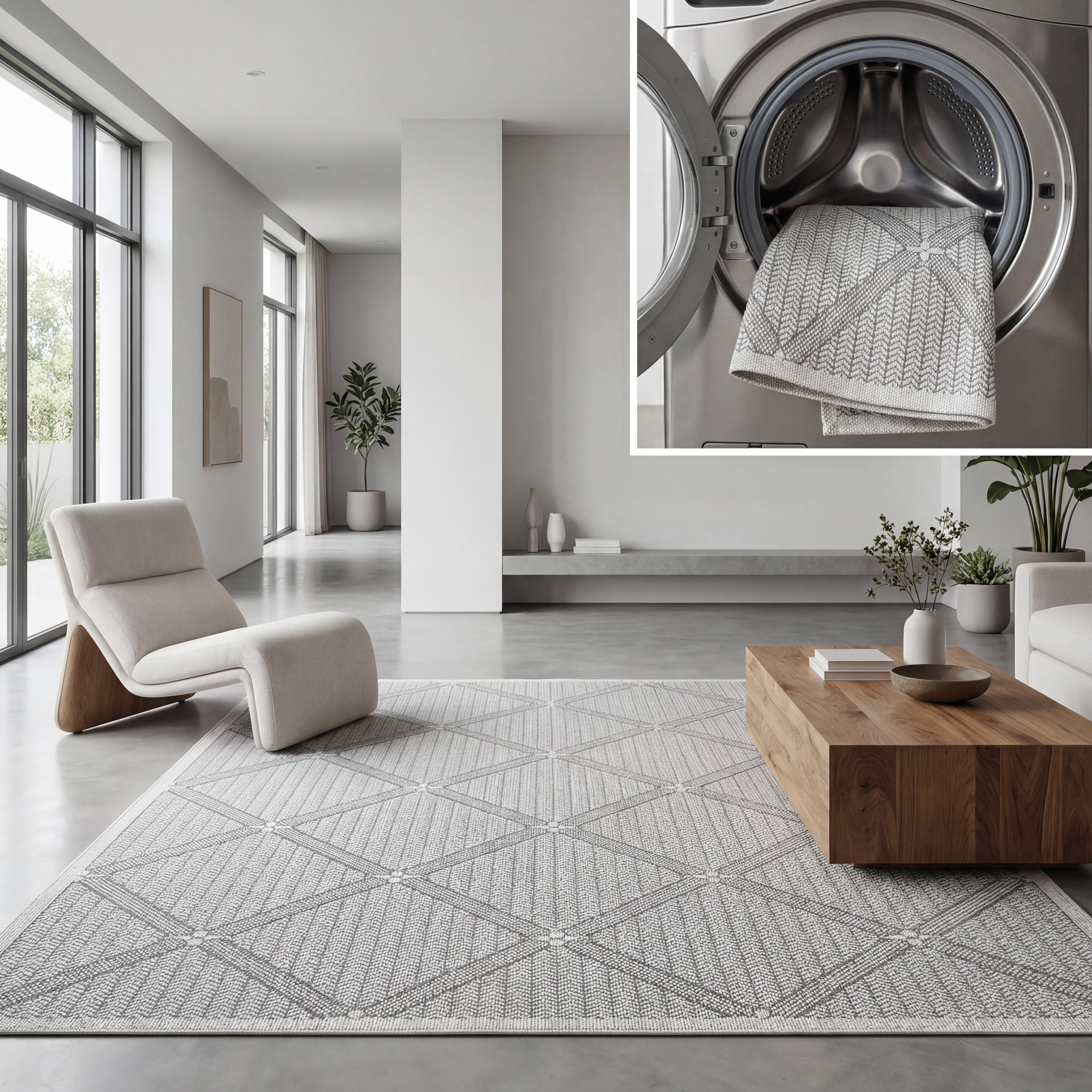 SAFAVIEH Machine Washable Rug Indoor/Outdoor Bermuda Collection - Bermuda Julijana Geometric Diamonds Indoor/Outdoor Area Rug Cream/Grey, 9' x 12'